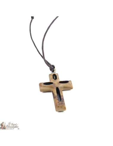 Cord Necklace with Olive Wood Cross