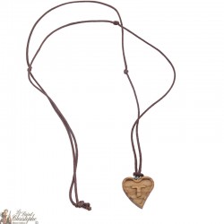 Band Halskette - Wooden Heart Schild mit Tau