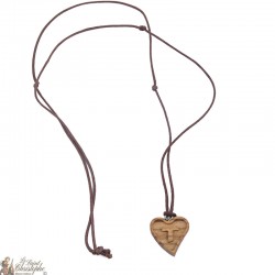 collana cavo - Segno di legno Cuore con Tau