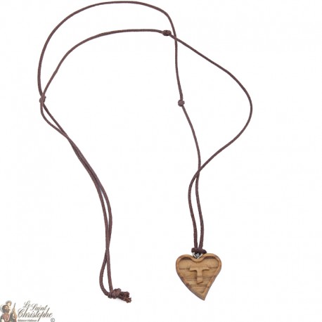 Cord Halskette mit Holzkreuz 