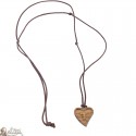 collar de cordón - Muestra del corazón de madera con Tau