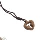 Cord Necklace - Wood Heart with Tau Sign