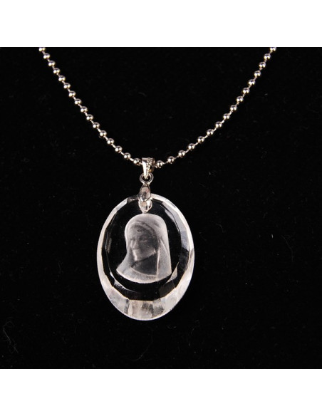 Pendentif de la Vierge en verre transparent 