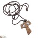 Necklace Wooden Tau cord and pendant with white doves