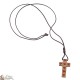Necklace Wooden cord and cross with red hearts
