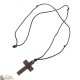 Schnur Halskette mit hölzernem gestreiftem Kreuz