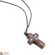 Cordon necklace with small cross of Saint Benoit in olive wood