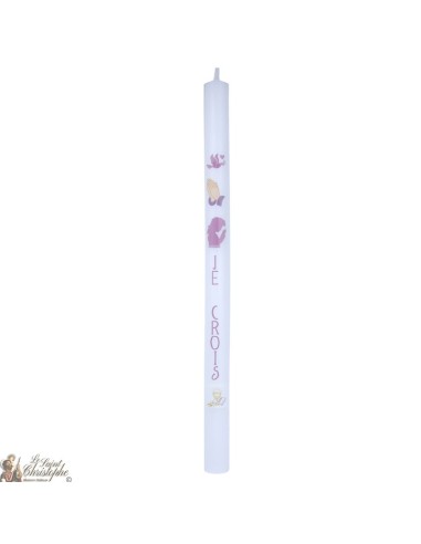 Communion candle -White or Beige 40 cm - Girl