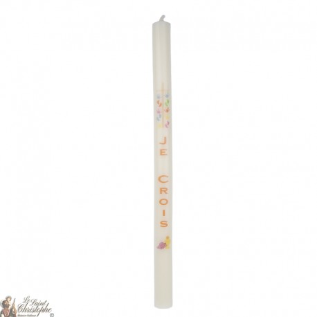 Communion candle -White or Beige 40 cm - Cross and chalice