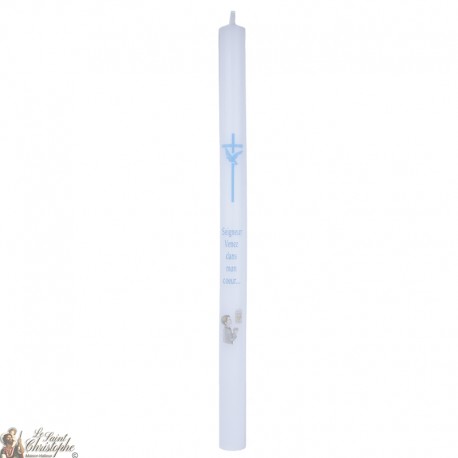Communion candle -White or Beige 40 cm - blue Dove