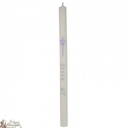 Communie kaars Beigeof wit - 40cm - roze duif