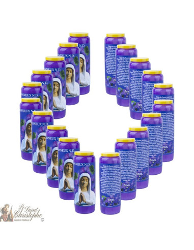 Velas Novena púrpura a Nuestra Señora de Banneux modelo 3 - Oración francés