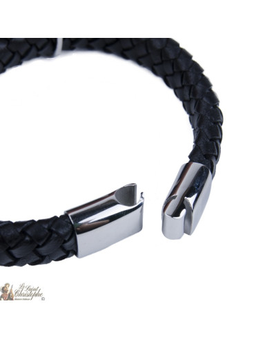 Lederband und rostfreies Metall mit Kreuz