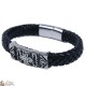 Leather and stainless steel bracelet with cross