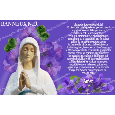 Adesivo francese  con la preghiera - Madonna di Banneux - 1