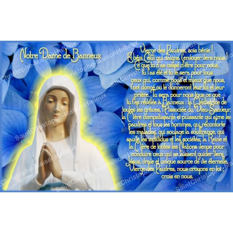 sticker with french  prayer - Our Lady of Banneux