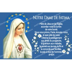 Autocollant pour bougie de neuvaine avec prière - Notre Dame de Fatima - Bleu