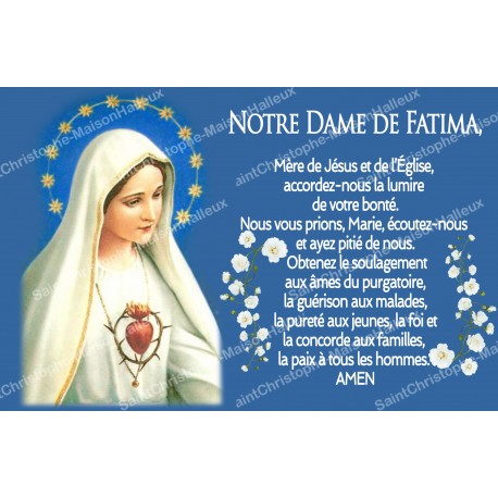 Pegatina francés con la oración – Nuestra Señora de Fatima