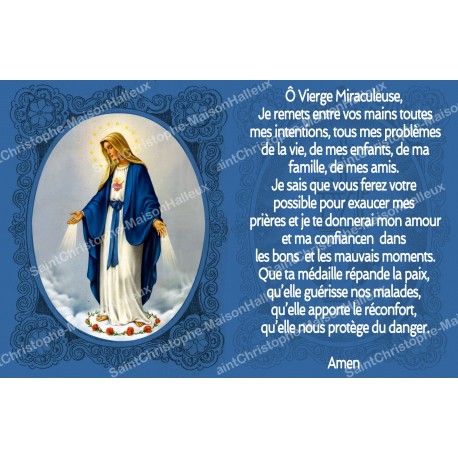 sticker with french  prayer - Miraculous Virgin