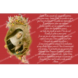 Adesivo per candela votiva con preghiera - Santa Rita - Rosso