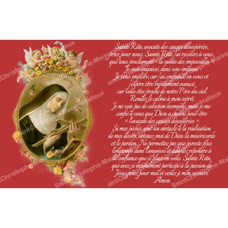 Pegatina francés con la oración – Santa Rita