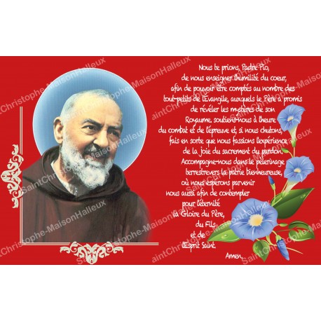 sticker with french  prayer - Padre Pio