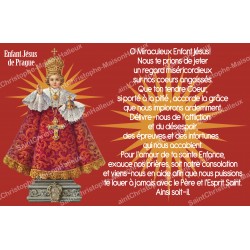 Adesivo francese  con la preghiera - Bambino Gesù di Praga