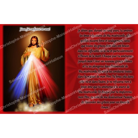 sticker with french  prayer - Merciful Christ
