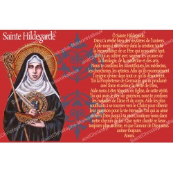 Autocollant pour bougie de neuvaine avec prière - Sainte Hildegarde - Rouge
