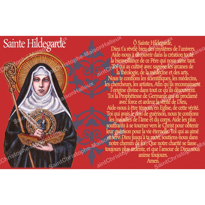 Autocollant bougie de neuvaine avec prière français Sainte Hildegarde