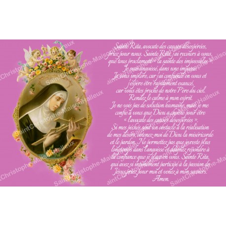 Pegatina francés con la oración – Santa Rita