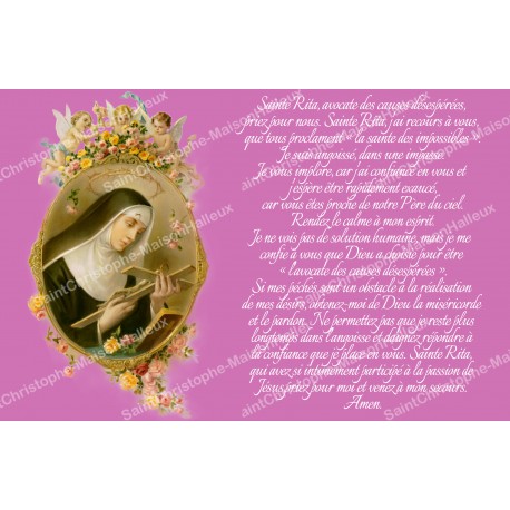 sticker with french  prayer - Saint Rita
