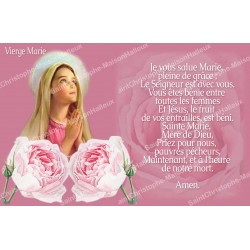 Adesivo per candela votiva con preghiera - Ave Maria - Rosa