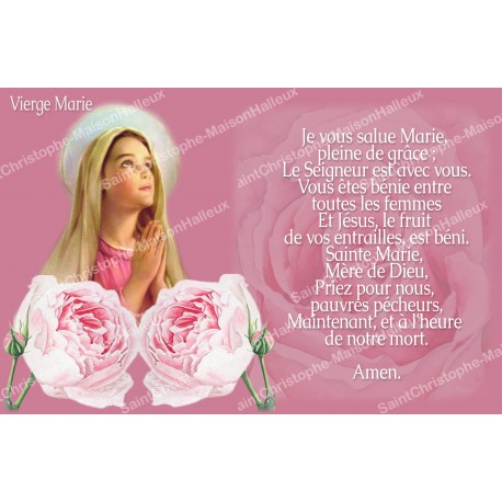 Aufgleber für Novenkerzen mit Gebet auf französisch - Hagel Maria