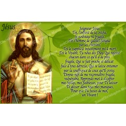 Aufkleber für Novenenkerze mit Gebet - Jesus - Grün