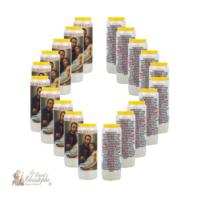 Candles Novenas for Saint Camillus german Prayer Maison Halleux